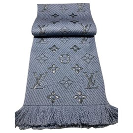 Louis Vuitton-Louis Vuitton logomania shine scarves-Blue
