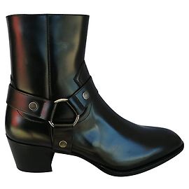 SAINT LAURENT STIVALI "WYATT" A PELLE 40MM Nero