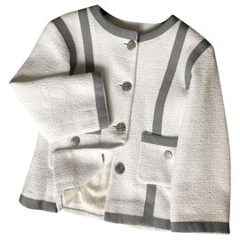 Chanel-veste en tweed boucle-Blanc