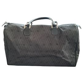 Christian Dior Boston bag dark grey leather and canvas Dark grey