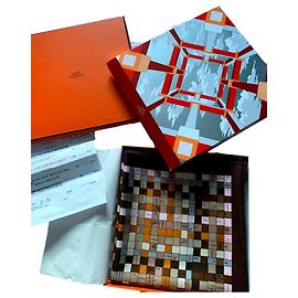 Hermès Bolduc al cuadrado Rosa Marrón claro Marrón oscuro