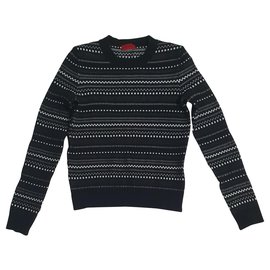 Hugo Boss Pullover Schwarz Weiß Baumwolle Schwarz Weiß
