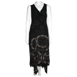 Max Mara-Asymmetric silk dress-Black,Cream