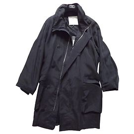 Alexander McQueen Trench in seta nero Nero