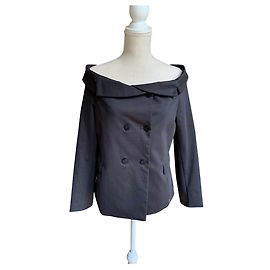 Autre Marque Giacca Souvenir con spalle scoperte nera in cotone Nero