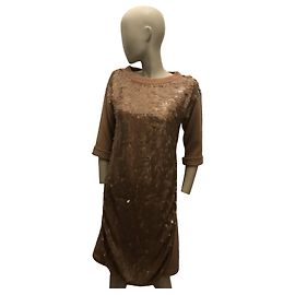Twin Set Paillettenpullover Kleid Beige