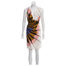 Diane Von Furstenberg-Vestido de seda Adalfino-Blanco,Multicolor