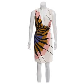 Diane Von Furstenberg Adalvino silk dress white multicolor White Multiple colors