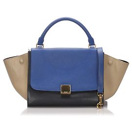 Céline Borsa trapezio piccola in pelle blu Celine Nero Blu