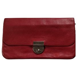 Longchamp Foulonné Leather Clutch Bag Red Red