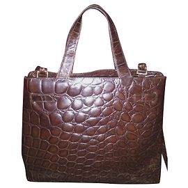 Sac à main Furla en cuir croco marron Marron foncé