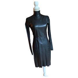 Robe droite en cuir noir Dsquared2 Noir