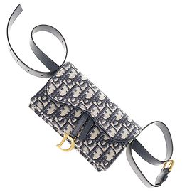Christian Dior Saddle belt clutch in monogram canvas, new condition! Blue