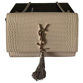 Monogramma Saint Laurent Kate con fiocco Beige