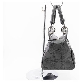 Christian Dior-Dior Handtasche im schwarz gewebten Lammfellstock-Stil-Schwarz
