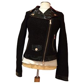 Autre Marque Chaqueta Frankie Morello negra con efecto encaje Negro