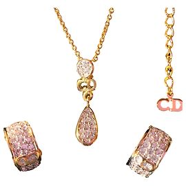 Christian Dior Parure Collier+Pendentif+Boucles d'Oreilles C.Dior Doré