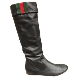 Gucci-Gucci p flat boots 38,5-Black