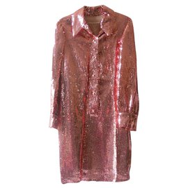 Autre Marque-Coat dress with pink sequins-Pink