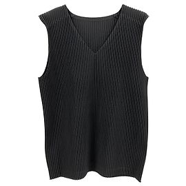 Issey Miyake Homme Plissé schwarzes Tanktop Schwarz
