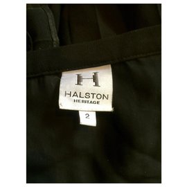 Halston Heritage-Saia plissada-Preto