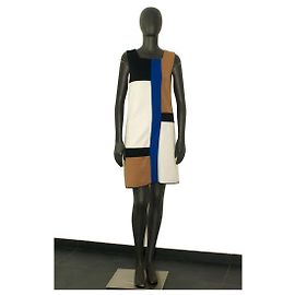 Diane Von Furstenberg Mondrian Kleid Multicolore Schwarz Blau Roh Karamell