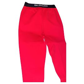 Balenciaga Red Cotton Pants Size 36 Red