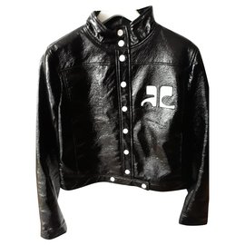 Courreges-Courrège vinyl jacket-Black