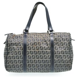 Fendi-Fendi Zucca Canvas-Grey