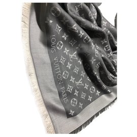 Louis Vuitton-Chal de mezclilla gris Louis Vuitton monogram-Gris