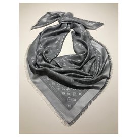 Louis Vuitton-Louis Vuitton monogram gray denim shawl-Grey