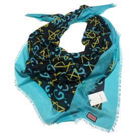 Gucci-GUCCI shawl with stars-Multiple colors