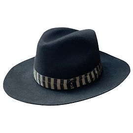Maison Michel Henrietta Black Wool Hat Black Khaki