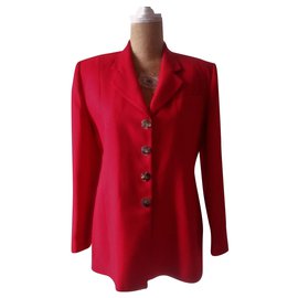 Oscar de la Renta-Americana o chaqueta vintage en rojo fuego-Roja
