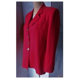 Oscar de la Renta-Blazer ou veste vintage en rouge ardent-Rouge