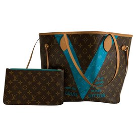 Louis Vuitton-Louis Vuitton Limited Edition Neverfull GM Articles De Voyages Handbag-Bleu