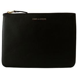 Comme Des Garcons CDG Schwarzer Lederbeutel Schwarz