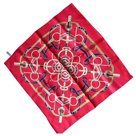 Hermès Strillone di twill di seta "sperone dorato". Rosso