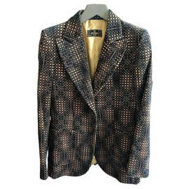 Fendi-FENDI VELVET PRINTED BLAZER-Brown,Black,Bronze