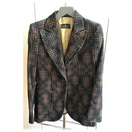 Fendi-FENDI VELVET PRINTED BLAZER-Brown,Black,Bronze