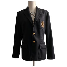 Ralph Lauren-Black  wool blazer jacket-Black