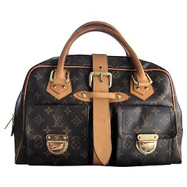 Louis Vuitton Manhattan GM Monogram Canvas Handbag Brown Brown