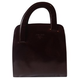 Prada Handbag Chocolate Patent Leather Chocolate