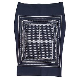Samsoe & Samsoe Skirt White and Navy Blue Viscose White Navy blue