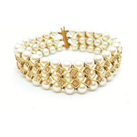 Autre Marque-Bracelet perles et diamants-Doré
