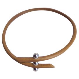 Hermès Collier ras de cou  3 boules Cognac