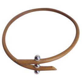Hermès-Collar de gargantilla  3 bolas-Coñac