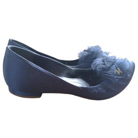Chanel-Chanel ballet flats in blue satin T38-Blue
