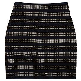 Balmain schwarzer Samtgold-Nietenrock. Schwarz