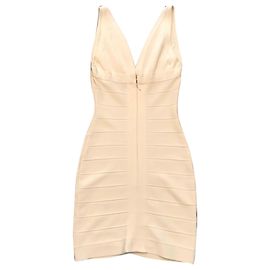 Autre Marque AMOR & PSYCHE Bodycon Kleid Creme Rayon Roh